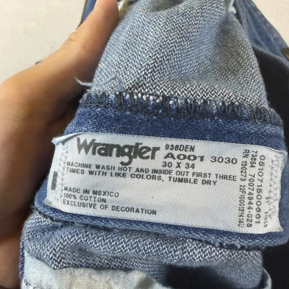 Wrangler 936DEN Cowboy Cut Slim Fit Straight Leg Blue Denim Jeans Mens 30x34